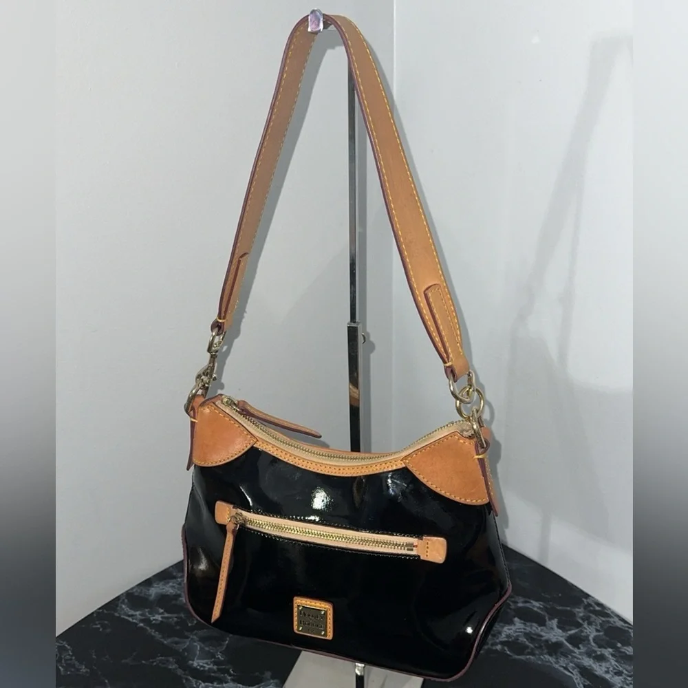 DOONEY & BOURKE Patent Small Hobo Black Shiny Patent Leather AUTHENTIC